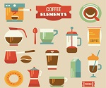 14 creative coffee elements vector